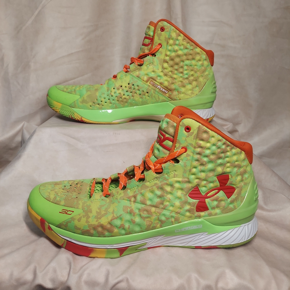 Under Armour Steph Curry 1 Retro Candy Reign Lime Green Basketball Shoes 14